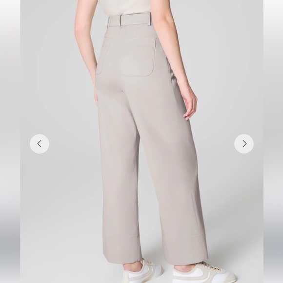 SPANX Stretch Twill Cropped Wide Leg Pants Bone Size XL Petite NWT Supersmooth - Picture 3 of 12